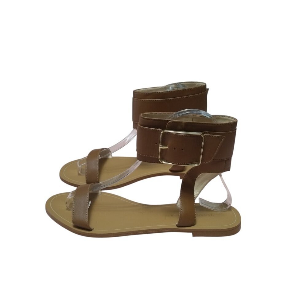 Banana Republic Size 7 Brown Leather Ankle Strap Sandals Flats Buckle Boho